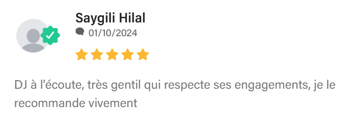 Avis client positif sur DJ H – DJ professionnel recommandé pour événements LOL Événements