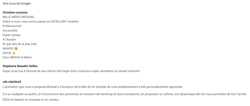 Avis client pour Mickael 45 DJ mariage dans le Loiret (45) – retour client LoL Événements
